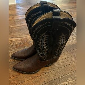 Tony Lama 6704 Cowboy Boots Mens 9D Brown Leather Western El Paso TX-Vintage